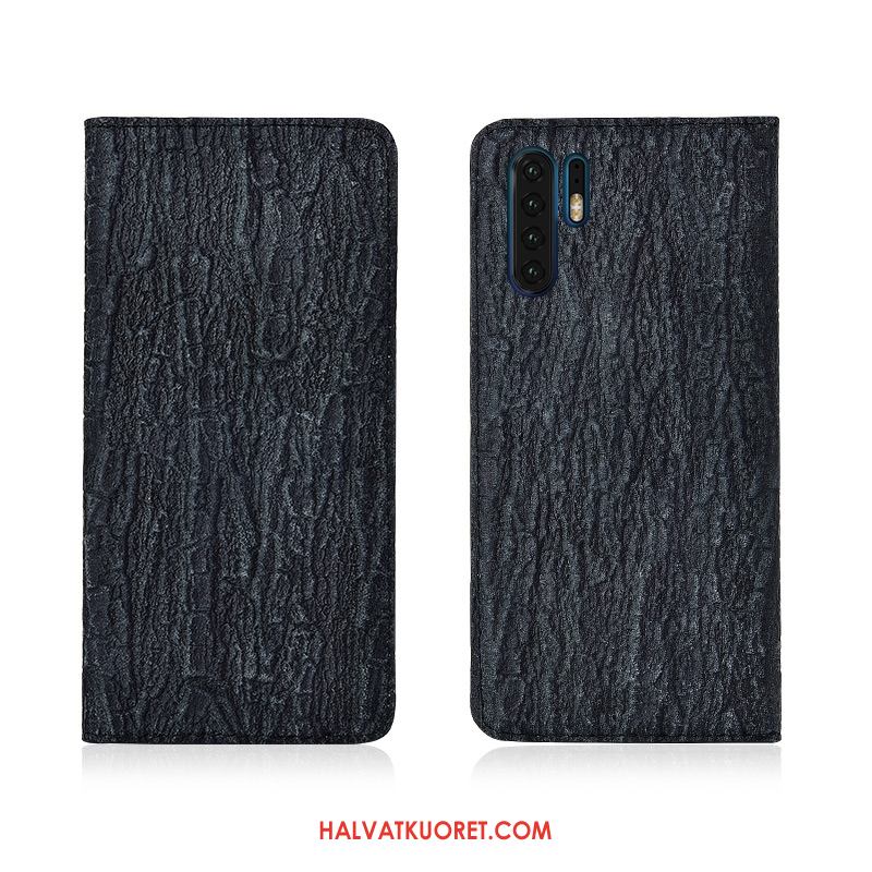 Huawei P30 Pro Kuoret Aito Nahka Murtumaton Simpukka, Huawei P30 Pro Kuori Sininen