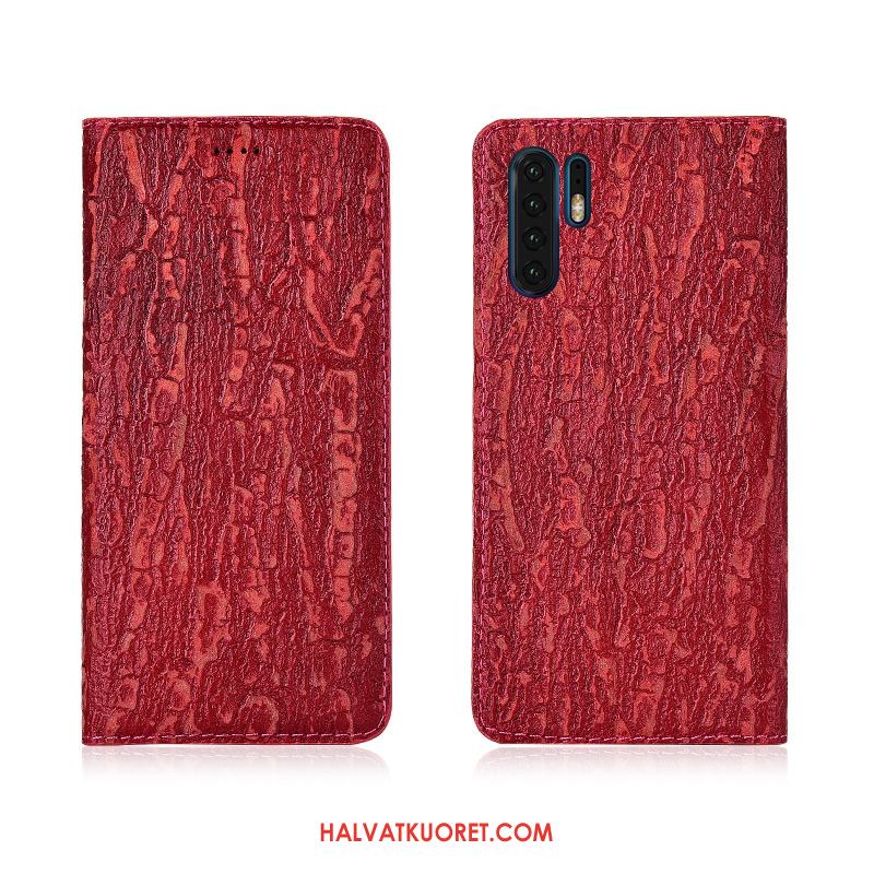 Huawei P30 Pro Kuoret Aito Nahka Murtumaton Simpukka, Huawei P30 Pro Kuori Sininen