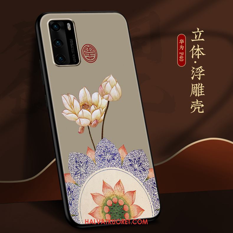 Huawei P40 Kuoret Silikoni Tuuli Kiinalainen Tyyli, Huawei P40 Kuori Ultra Puhelimen Beige Farbe