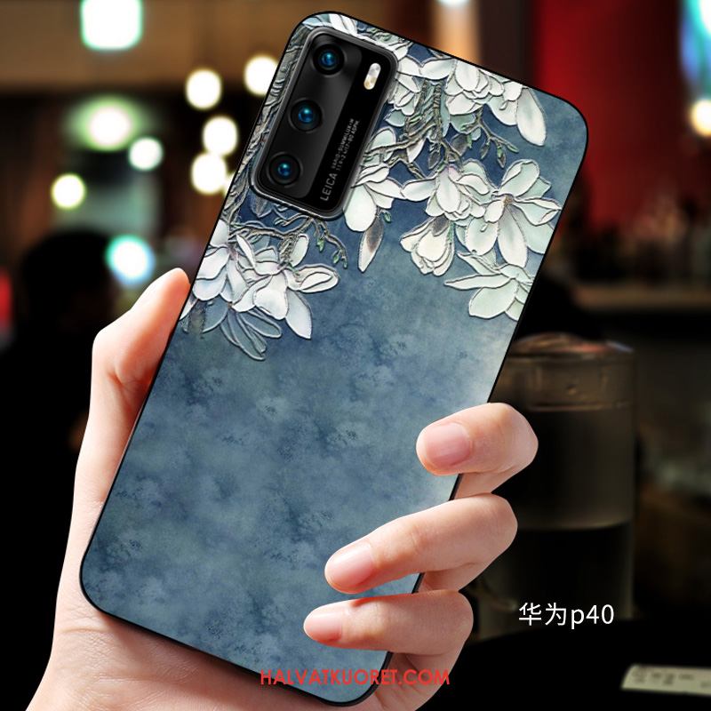 Huawei P40 Kuoret Suojaus Kohokuviointi Kotelo, Huawei P40 Kuori Puhelimen Sininen