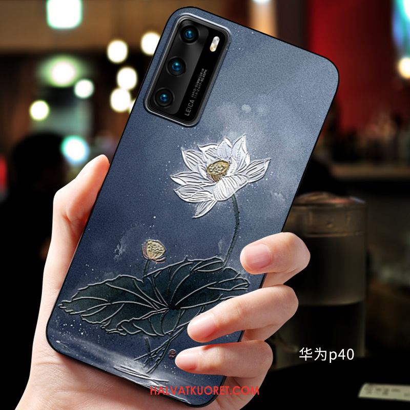 Huawei P40 Kuoret Suojaus Kohokuviointi Kotelo, Huawei P40 Kuori Puhelimen Sininen