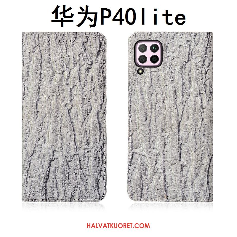 Huawei P40 Lite Kuoret Harmaa Nahka All Inclusive, Huawei P40 Lite Kuori Uusi Puhelimen