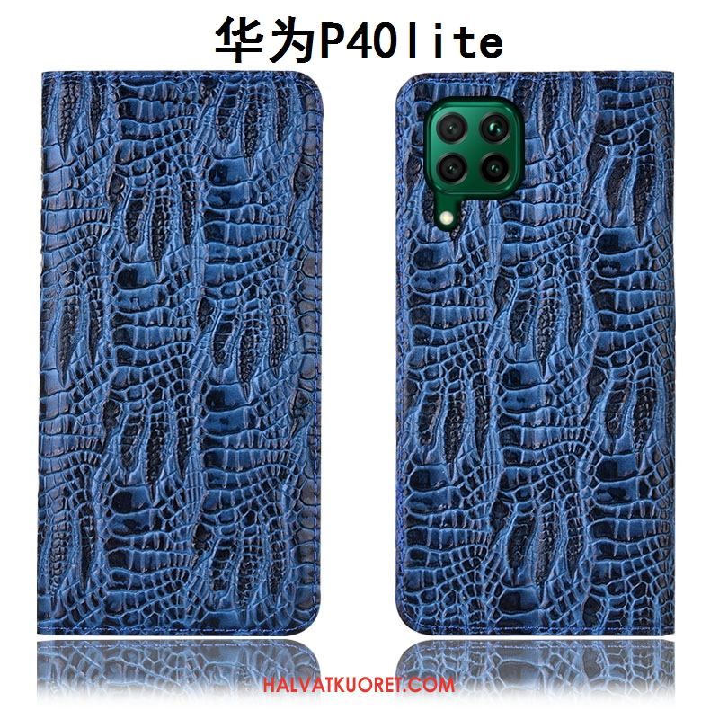 Huawei P40 Lite Kuoret Nahkakotelo Sininen, Huawei P40 Lite Kuori Puhelimen All Inclusive