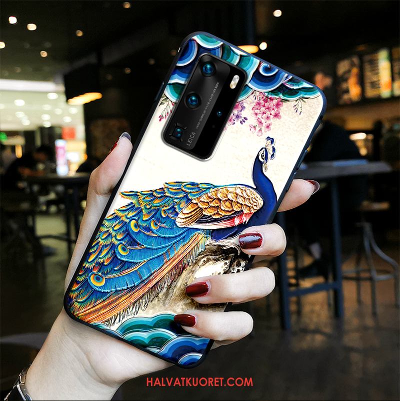 Huawei P40 Pro Kuoret Kiinalainen Tyyli Suojaus All Inclusive, Huawei P40 Pro Kuori Riikinkukko Silikoni