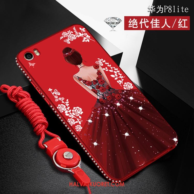 Huawei P8 Lite Kuoret Punainen Puhelimen Rhinestone Inlay, Huawei P8 Lite Kuori All Inclusive