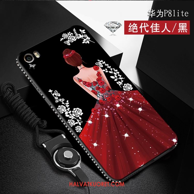 Huawei P8 Lite Kuoret Punainen Puhelimen Rhinestone Inlay, Huawei P8 Lite Kuori All Inclusive