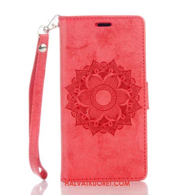Huawei Y6 2018 Kuoret Pu Murtumaton Nahkakotelo, Huawei Y6 2018 Kuori Kohokuviointi Kulta