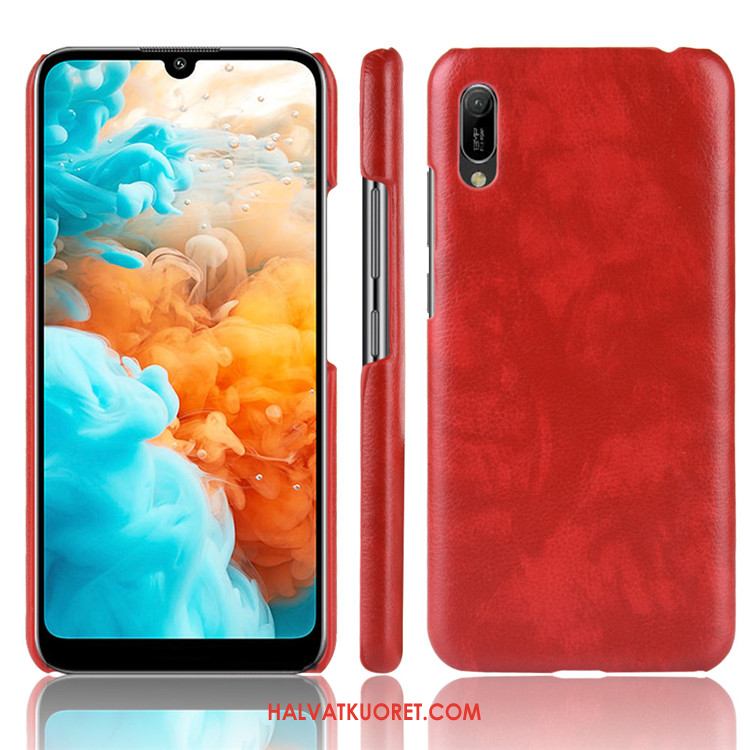 Huawei Y6 2019 Kuoret Kova Kukkakuvio, Huawei Y6 2019 Kuori Nahka Kotelo Braun