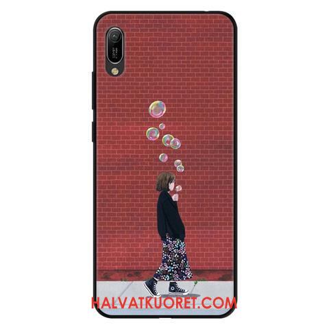 Huawei Y6 2019 Kuoret Pesty Suede Suojaus Musta, Huawei Y6 2019 Kuori Pehmeä Neste Puhelimen