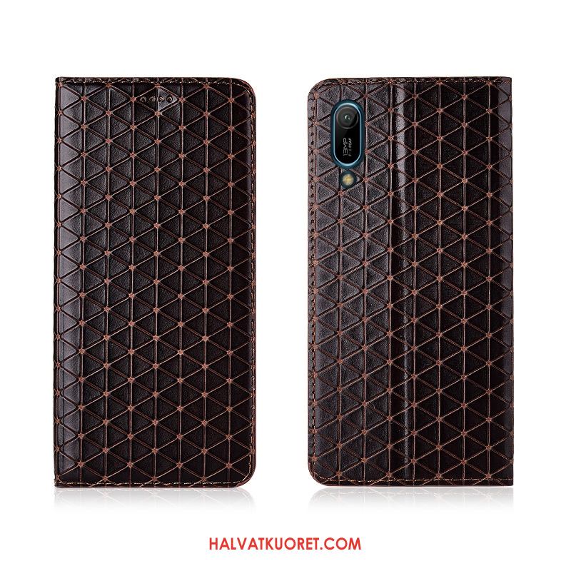 Huawei Y6 2019 Kuoret Silikoni Aito Nahka, Huawei Y6 2019 Kuori Pleedi Puhelimen Braun