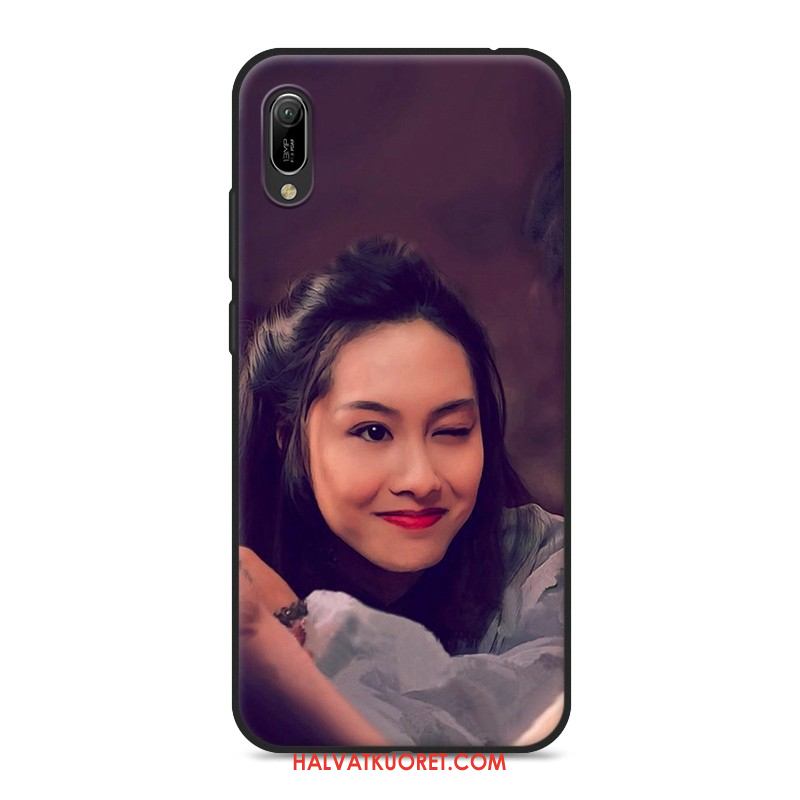 Huawei Y6 2019 Kuoret Silikoni Musta Rakastunut, Huawei Y6 2019 Kuori Pehmeä Neste
