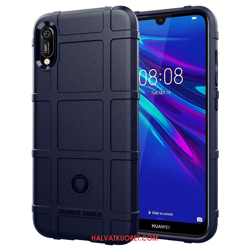 Huawei Y6 2019 Kuoret Suojaus Vihreä Murtumaton, Huawei Y6 2019 Kuori Pesty Suede Silikoni