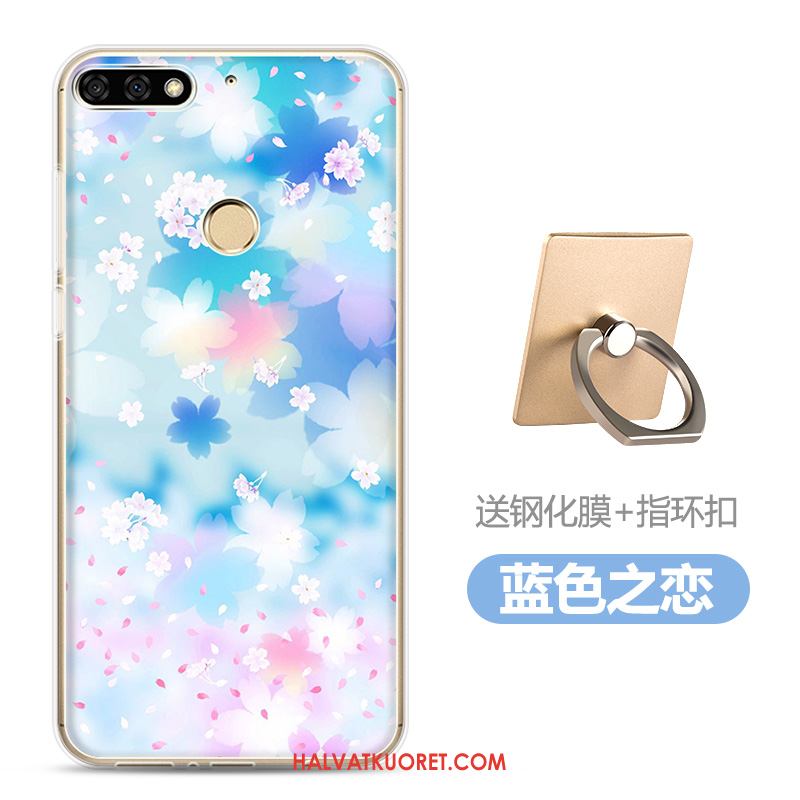 Huawei Y7 2018 Kuoret Näytönsuojus Läpinäkyvä, Huawei Y7 2018 Kuori Sarjakuva Karkaisu