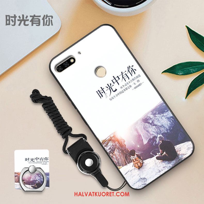 Huawei Y7 2018 Kuoret Näytönsuojus Valkoinen Persoonallisuus, Huawei Y7 2018 Kuori Karkaisu