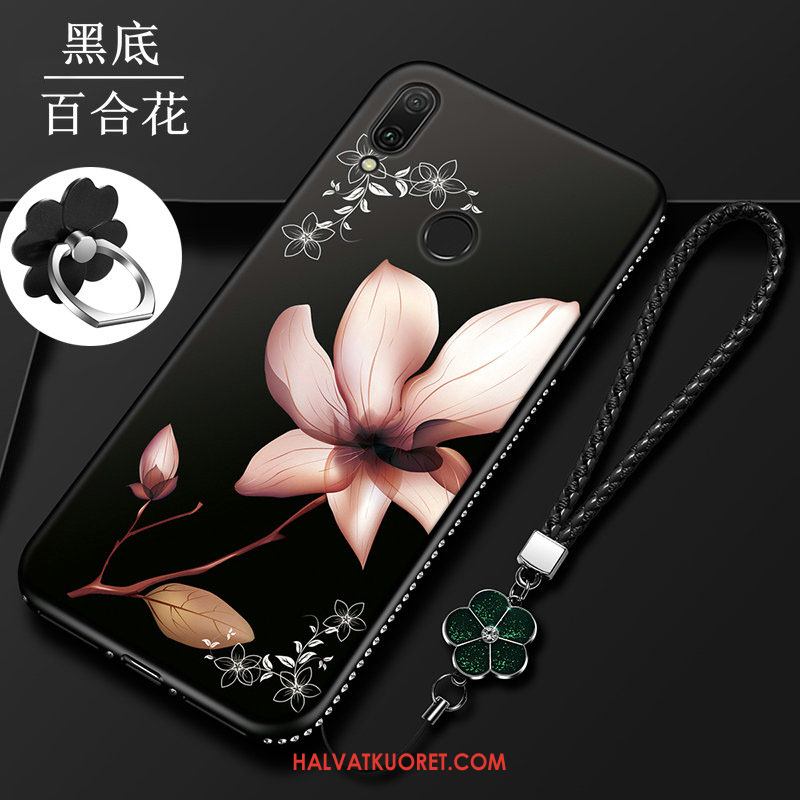 Huawei Y7 2019 Kuoret Punainen Silikoni Pehmeä Neste, Huawei Y7 2019 Kuori Rhinestone Inlay Luova