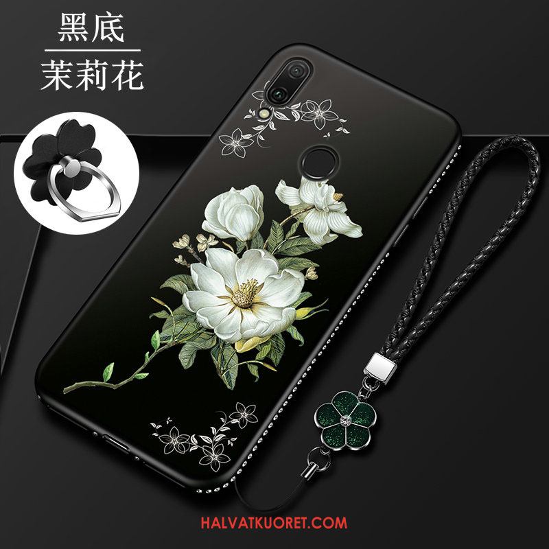 Huawei Y7 2019 Kuoret Punainen Silikoni Pehmeä Neste, Huawei Y7 2019 Kuori Rhinestone Inlay Luova