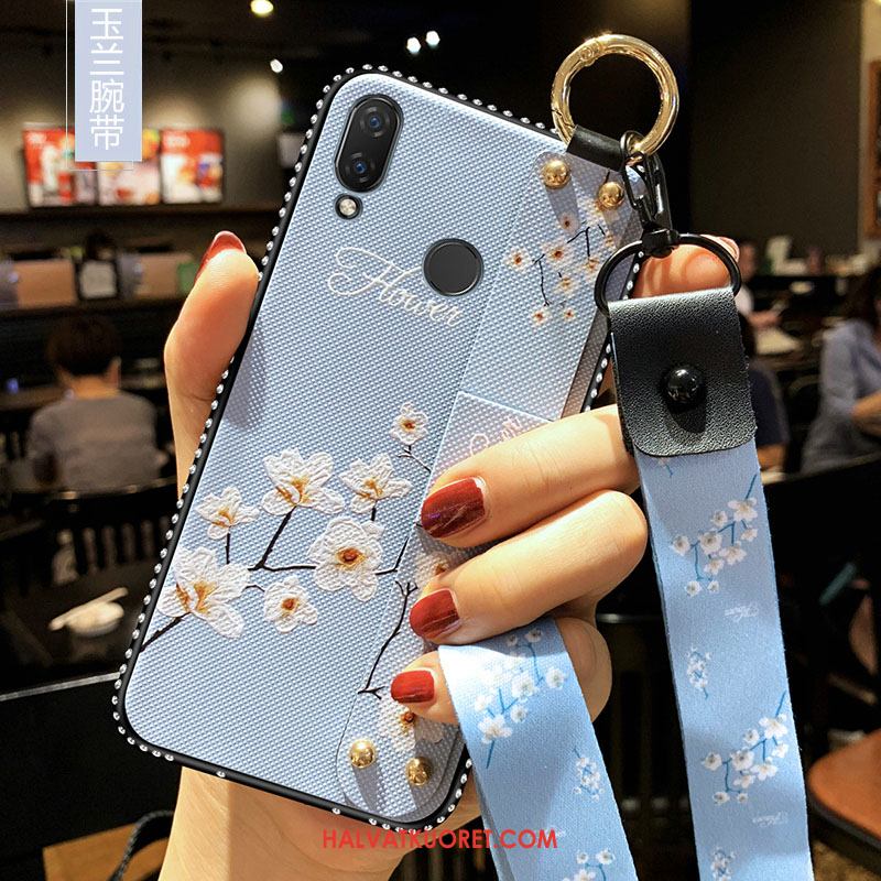 Huawei Y7 2019 Kuoret Rengas Silikoni Rhinestone Inlay, Huawei Y7 2019 Kuori Tuki Net Red