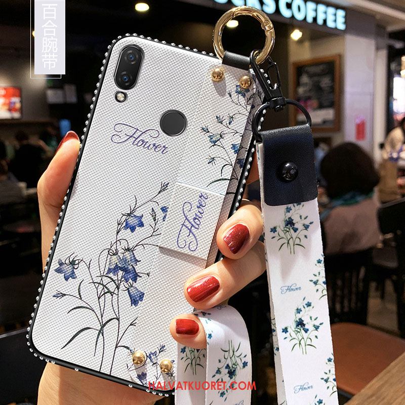 Huawei Y7 2019 Kuoret Rengas Silikoni Rhinestone Inlay, Huawei Y7 2019 Kuori Tuki Net Red