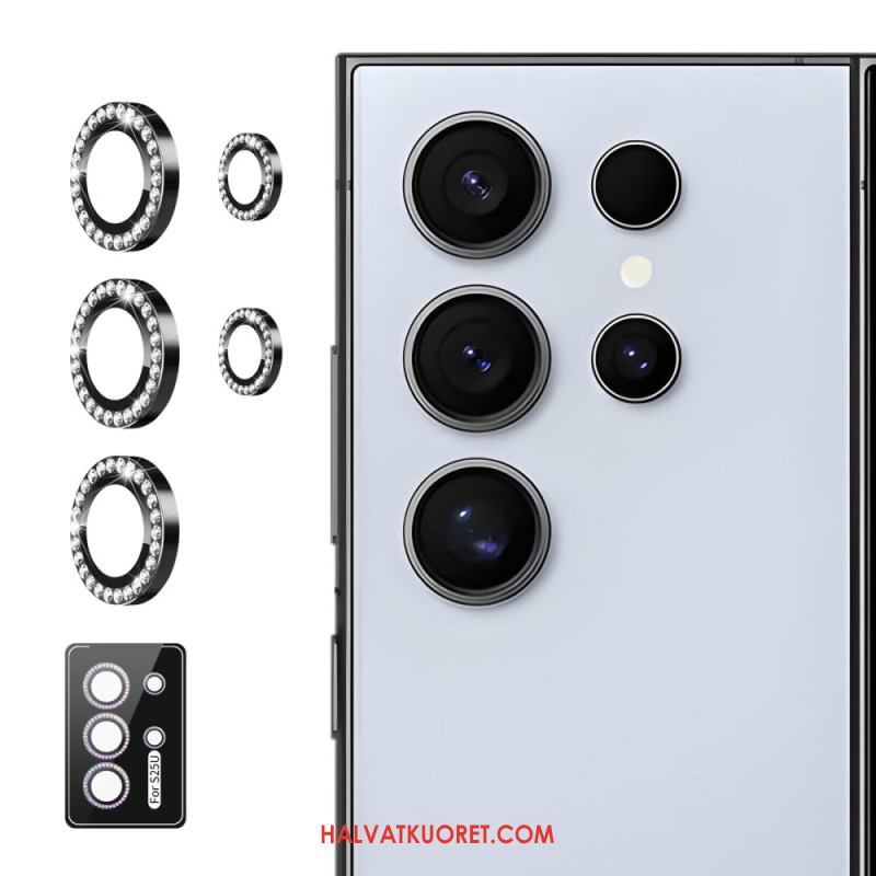 Kameran Linssin Suojus Samsung Galaxy S25 Ultra 5g Metalliseosrenkailla Ja Strasseilla
