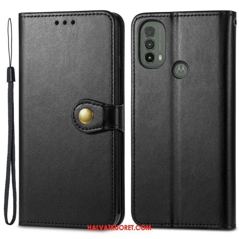 Kotelot Moto E40 / E30 / E20 Keinonahkaa Ja Vintage-lukko
