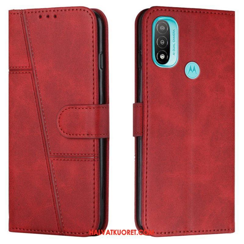 Kotelot Moto E40 / E30 / E20 Suojaketju Kuori Strappy Geo Leather Effect