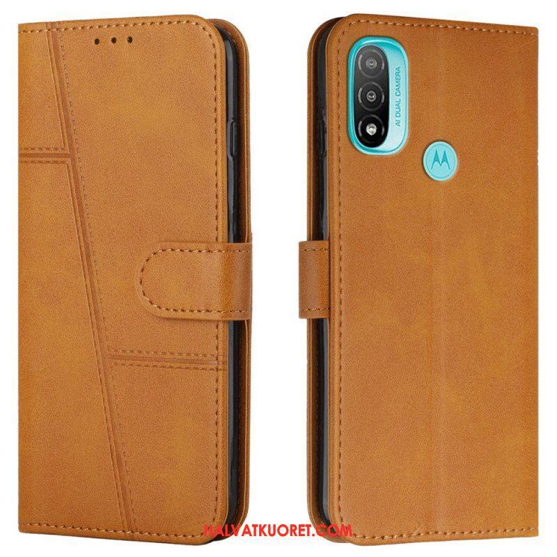 Kotelot Moto E40 / E30 / E20 Suojaketju Kuori Strappy Geo Leather Effect