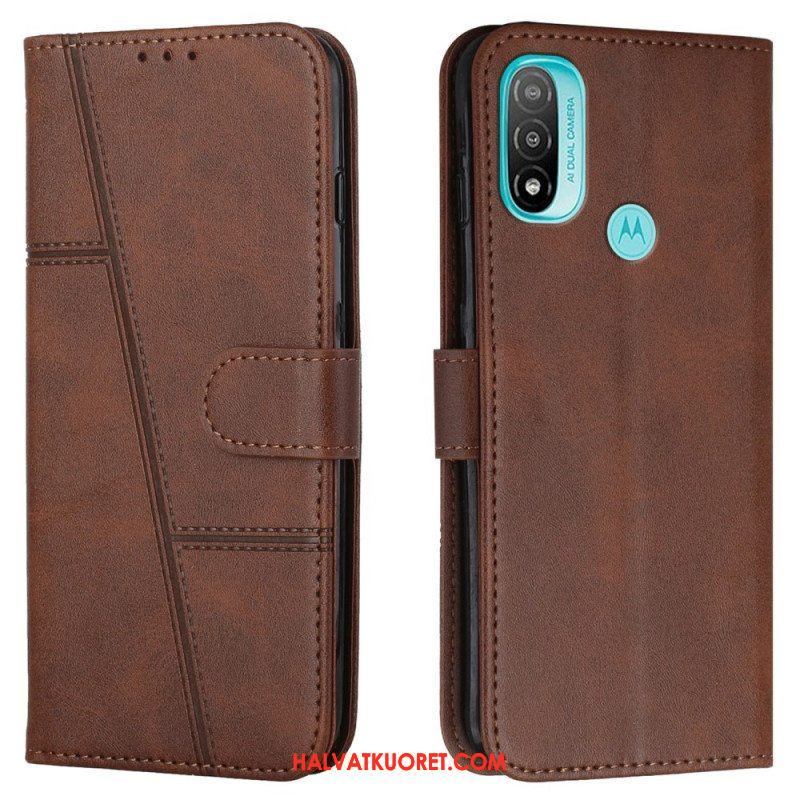 Kotelot Moto E40 / E30 / E20 Suojaketju Kuori Strappy Geo Leather Effect