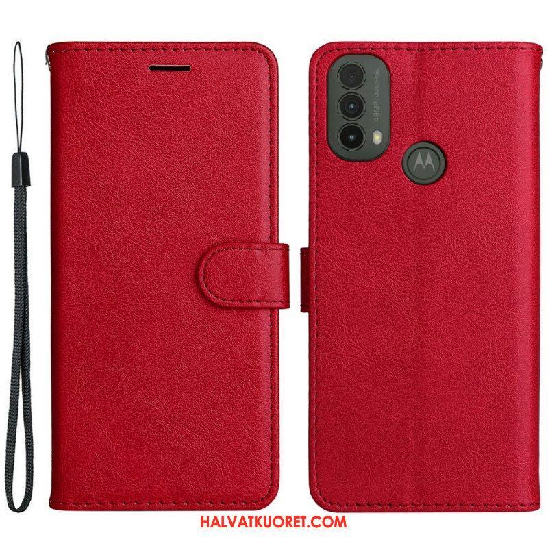 Kotelot Moto E40 / E30 / E20 Suojaketju Kuori Strappy Leather Effect