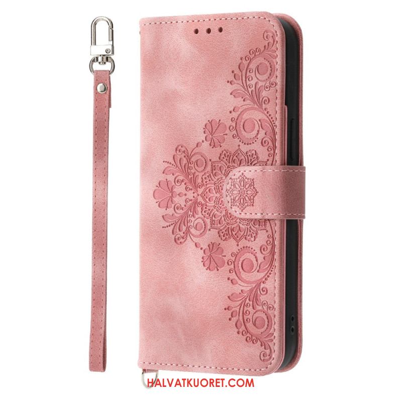 Kotelot Oneplus 13r Mokkanahkainen Pitsikuvio Jossa Hihna Ja Olkahihna Suojakuori