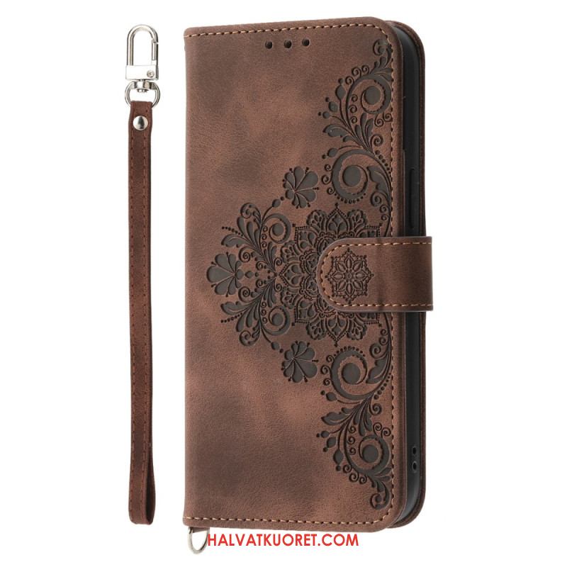 Kotelot Oneplus 13r Mokkanahkainen Pitsikuvio Jossa Hihna Ja Olkahihna Suojakuori