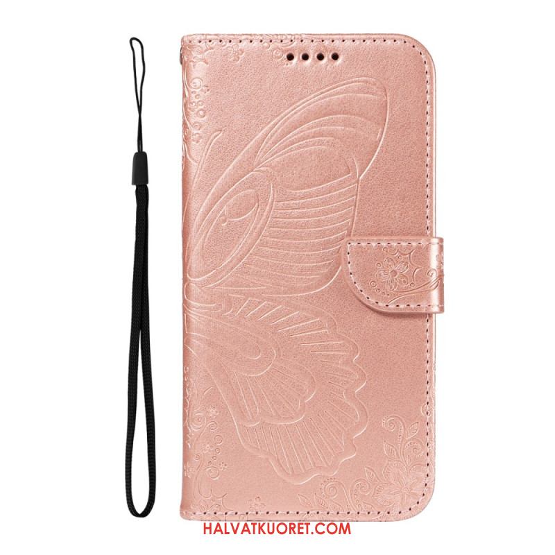 Kotelot Oneplus 13r Perhoskuvioinen Hihnalompakko Suojakuori