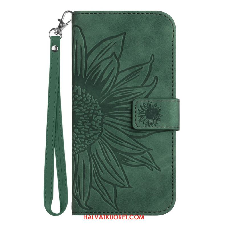 Kotelot Oneplus Nord 4 Auringonkukkakuvio Ja Hihna