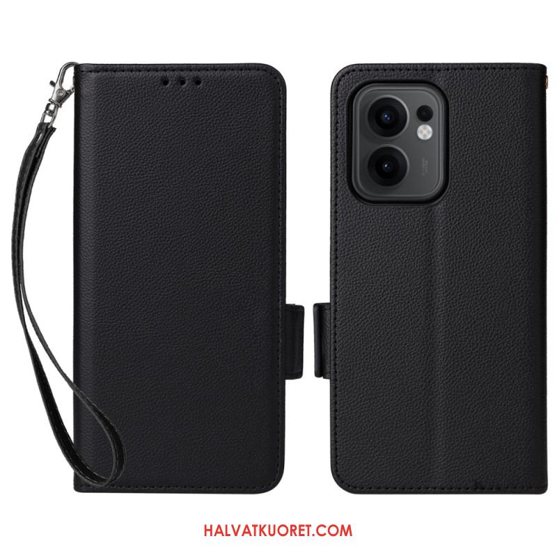 Kotelot Oppo Reno 13f 4g / 5g / 13 Fs 5g Litsikuvioinen Tekonahkahihna