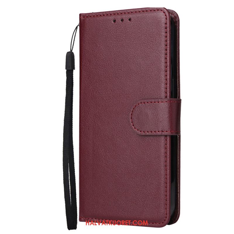 Kotelot Oppo Reno 14 5g Yksivärinen Nahkakuvio Hihnalla Suojakuori