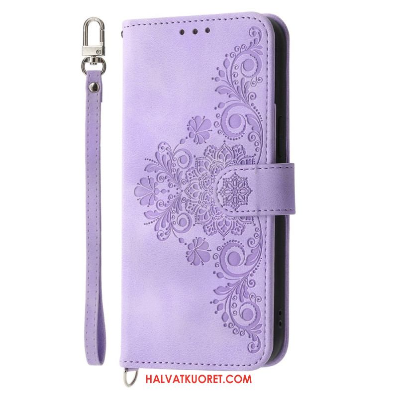 Kotelot Oppo Reno 14 Pro 5g Pitsimokkanahkaefekti Hihnalla Ja Olkahihnalla