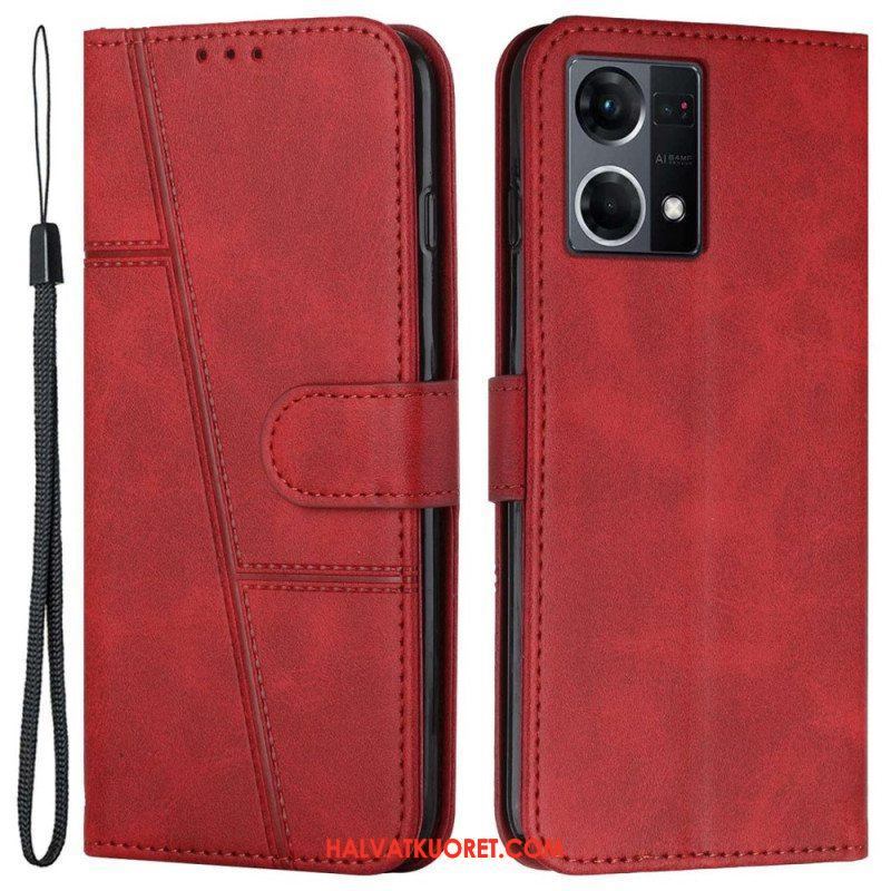 Kotelot Oppo Reno 7 Suojaketju Kuori Strappy Geo Leather Effect