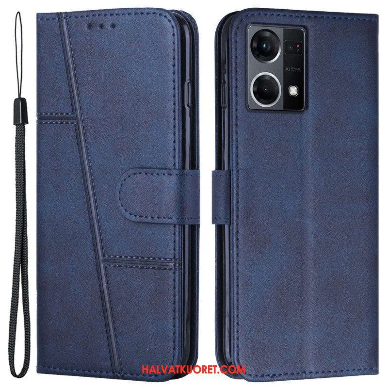 Kotelot Oppo Reno 7 Suojaketju Kuori Strappy Geo Leather Effect
