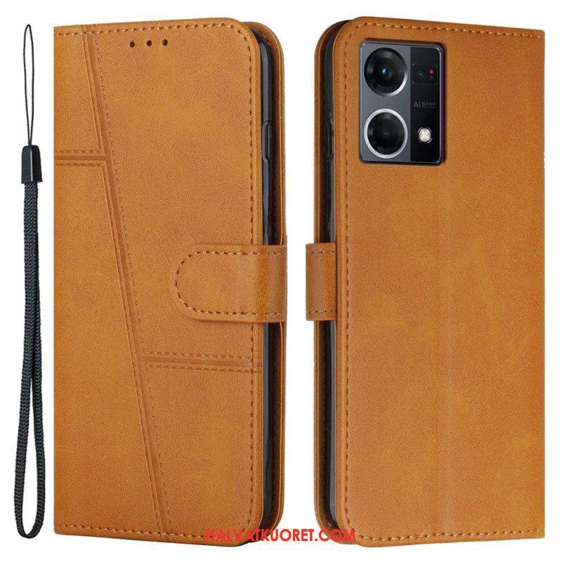 Kotelot Oppo Reno 7 Suojaketju Kuori Strappy Geo Leather Effect