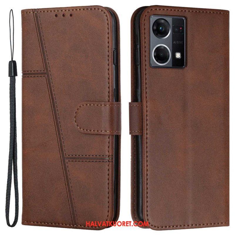 Kotelot Oppo Reno 7 Suojaketju Kuori Strappy Geo Leather Effect