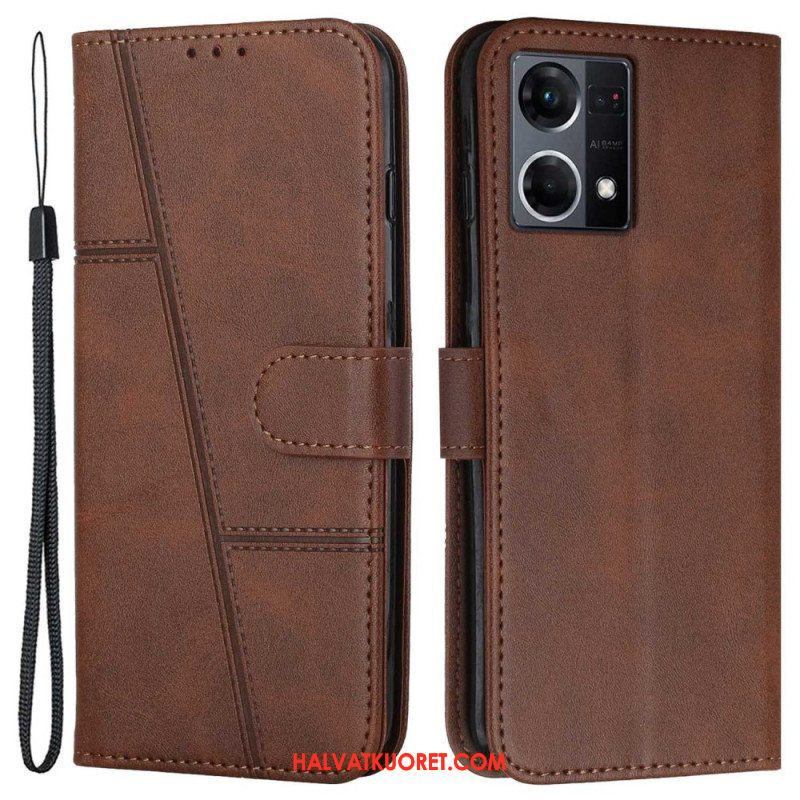 Kotelot Oppo Reno 7 Suojaketju Kuori Strappy Geo Leather Effect