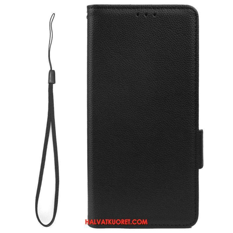 Kotelot Samsung Galaxy A14 / A14 5G Suojaketju Kuori Strappy Litchi Leather Style