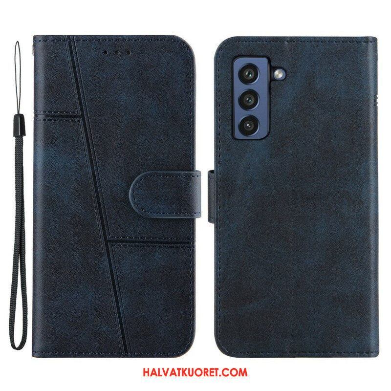 Kotelot Samsung Galaxy S21 FE Suojaketju Kuori Strappy Geo Leather Effect