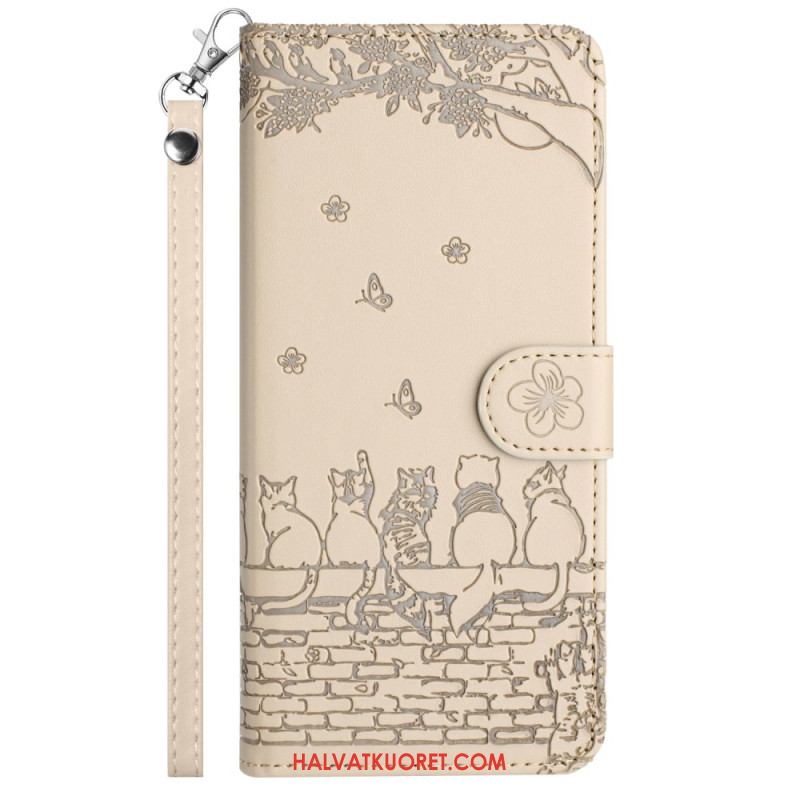 Kotelot Samsung Galaxy S25 5g Edge Kissakuvioinen Lompakko Hihnalla