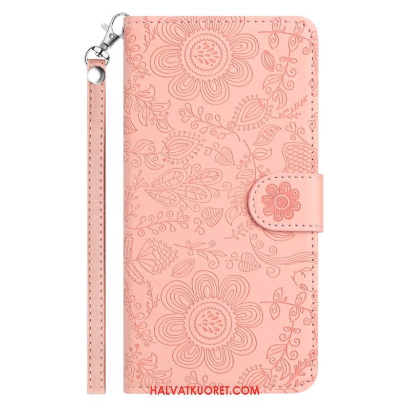 Kotelot Samsung Galaxy S25 Fe Kukkaiskuvio Ja Hihna