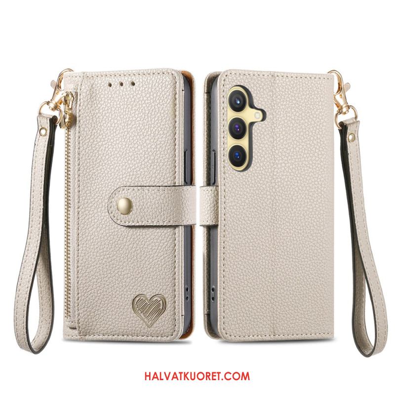 Kotelot Samsung Galaxy S25 Plus 5g Nahkalompakko Jossa Rfid-suojattu Vetoketjutasku Suojakuori