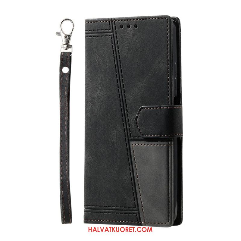 Kotelot Samsung Galaxy S25 Ultra 5g Kaksivärinen Mokkanahkamainen Rfid-lompakko Hihnalla