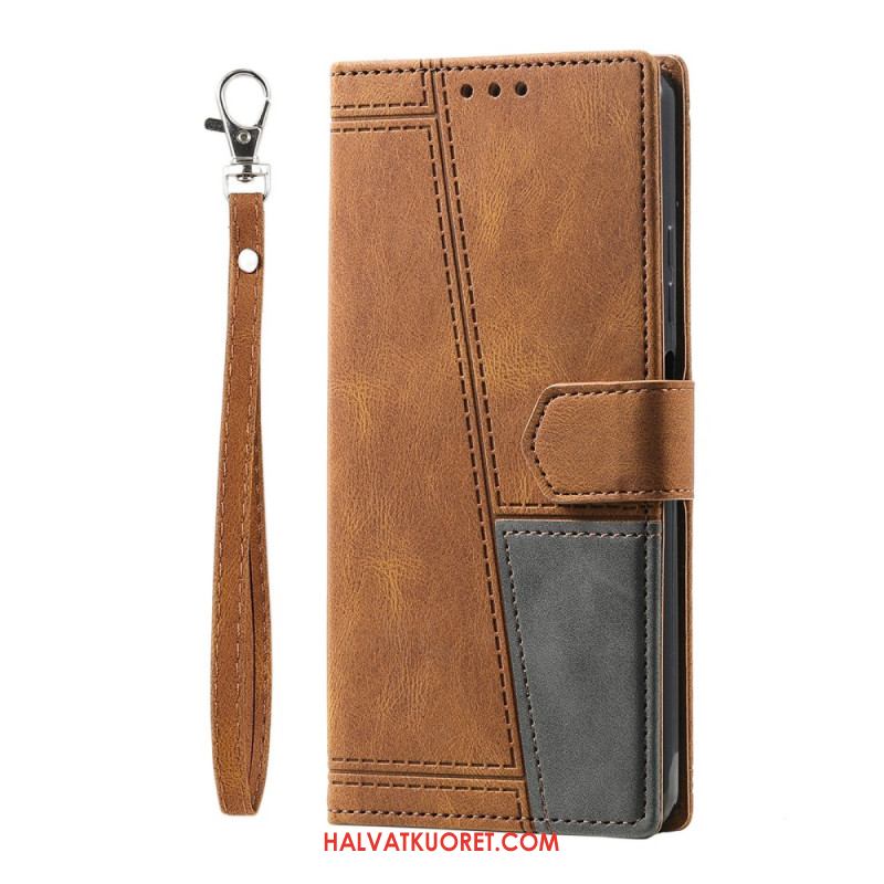 Kotelot Samsung Galaxy S25 Ultra 5g Kaksivärinen Mokkanahkamainen Rfid-lompakko Hihnalla