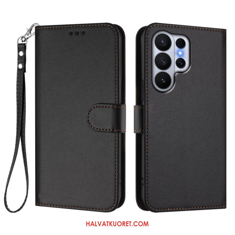 Kotelot Samsung Galaxy S26 Ultra Yksivärinen Nahkajäljitelmä Hihnalla Suojakuori