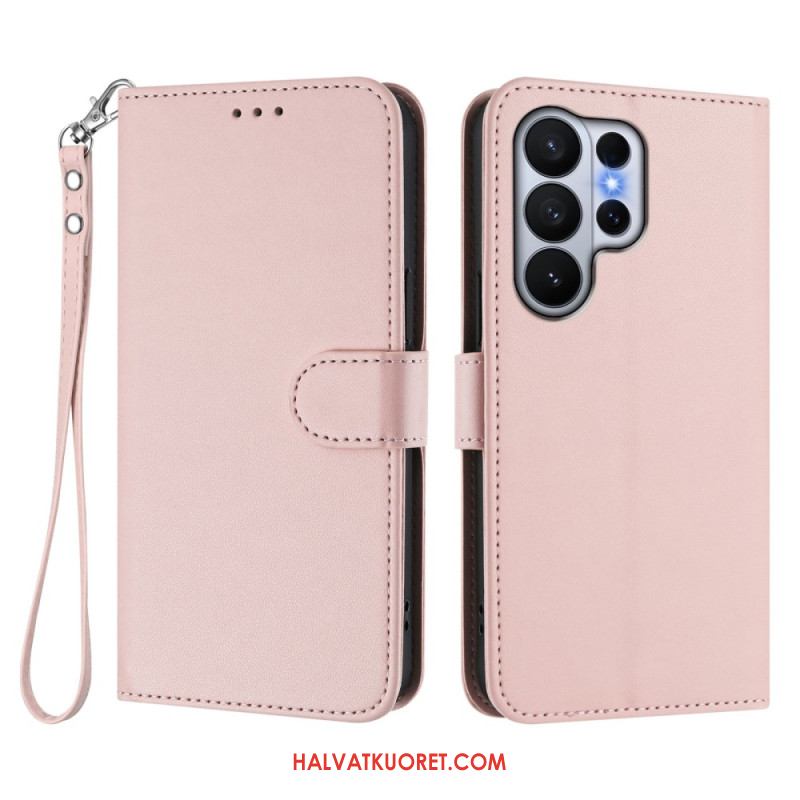 Kotelot Samsung Galaxy S26 Ultra Yksivärinen Nahkajäljitelmä Hihnalla Suojakuori