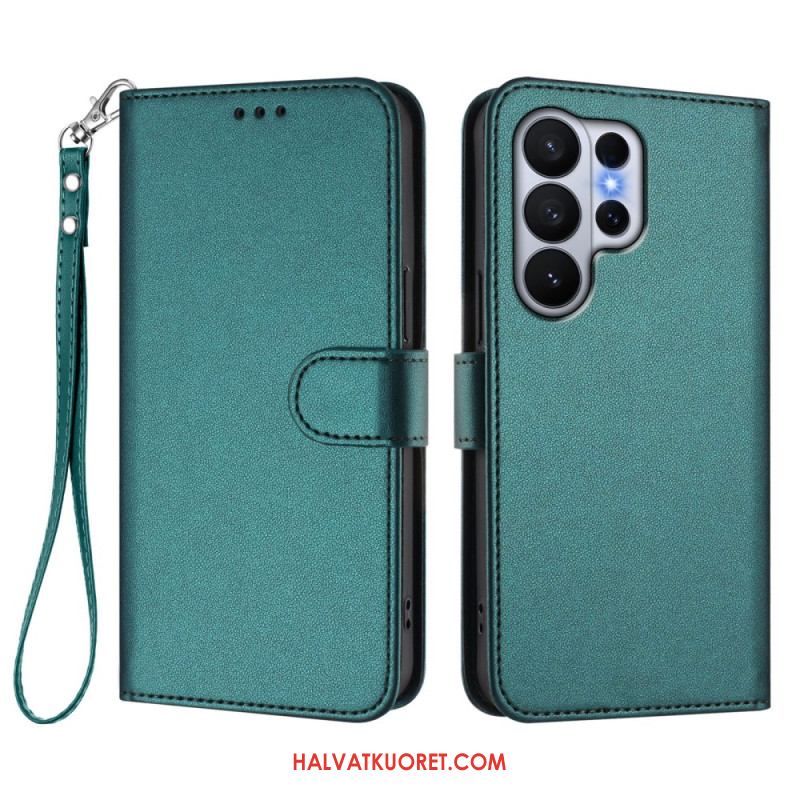 Kotelot Samsung Galaxy S26 Ultra Yksivärinen Nahkajäljitelmä Hihnalla Suojakuori